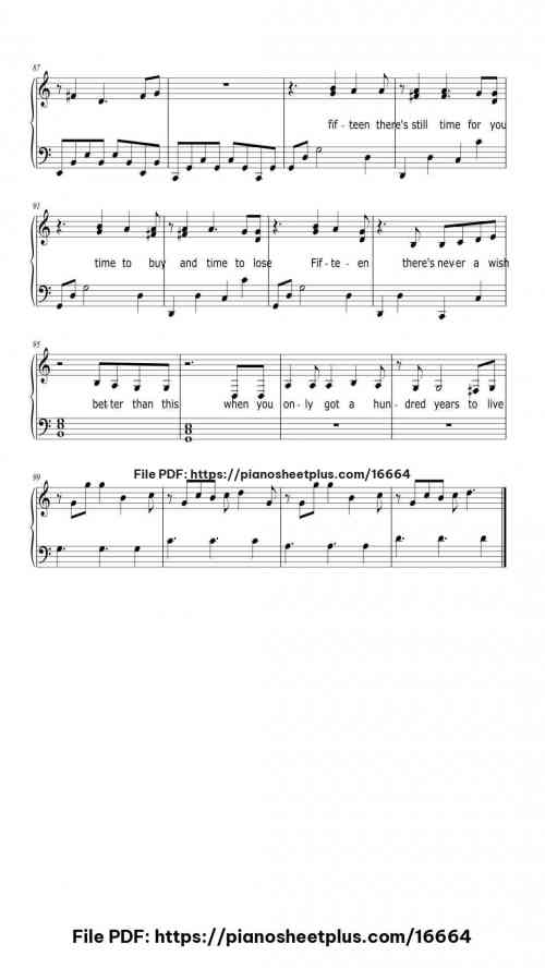 100 Years by Five for Fighting Level Beginner 10 100 Years piano sheet music free pdf