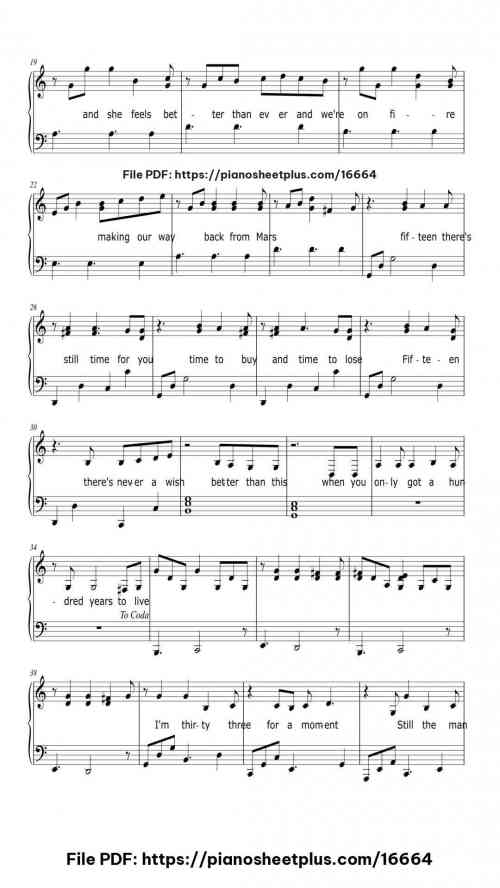 100 Years by Five for Fighting Level Beginner 7 100 Years piano sheet music free pdf