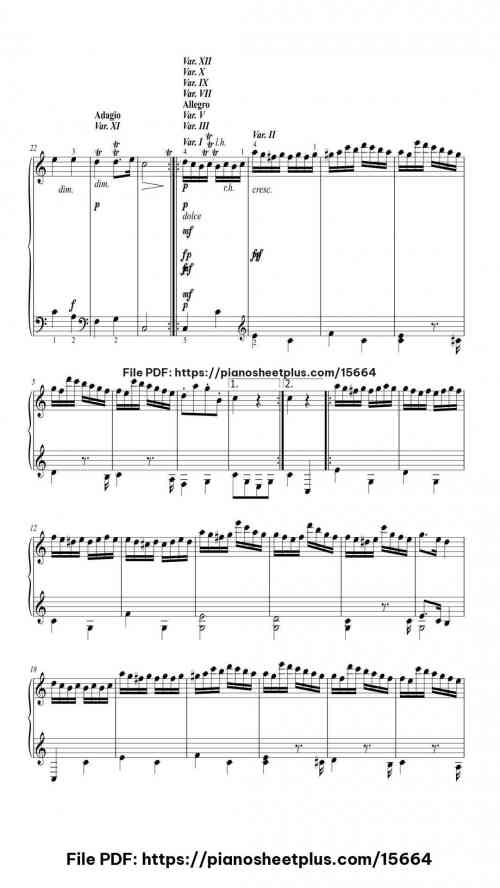 12 Variations on "Ah, vous dirai-je, Maman" in C Major, K. 265/300e by Wolfgang Amadeus Mozart Level Mid-Advanced 13 12 Variations on "Ah, vous dirai-je, Maman" in C Major, K. 265/300e piano sheet music free pdf