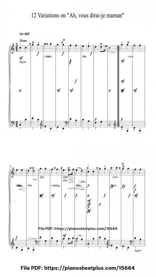12 Variations on "Ah, vous dirai-je, Maman" in C Major, K. 265/300e by Wolfgang Amadeus Mozart Level Mid-Advanced 7 12 Variations on “Ah, vous dirai-je, Maman” in C Major, K. 265/300e by Wolfgang Amadeus Mozart Level Mid-Advanced