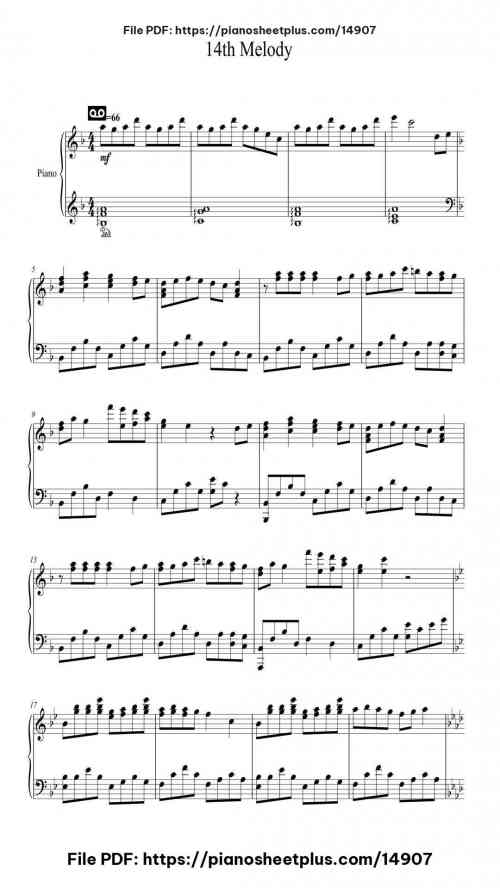 14th Melody by Kaoru Wada LevelBeginner 3 14th Melody piano sheet music free pdf
