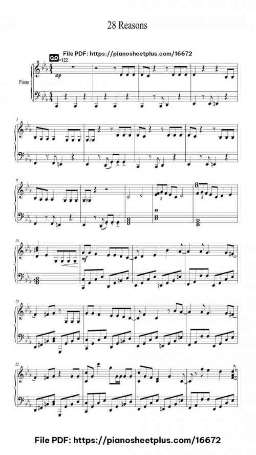 28 Reasons by Seulgi Level Intermediate 5 28 Reasons piano sheet music free pdf
