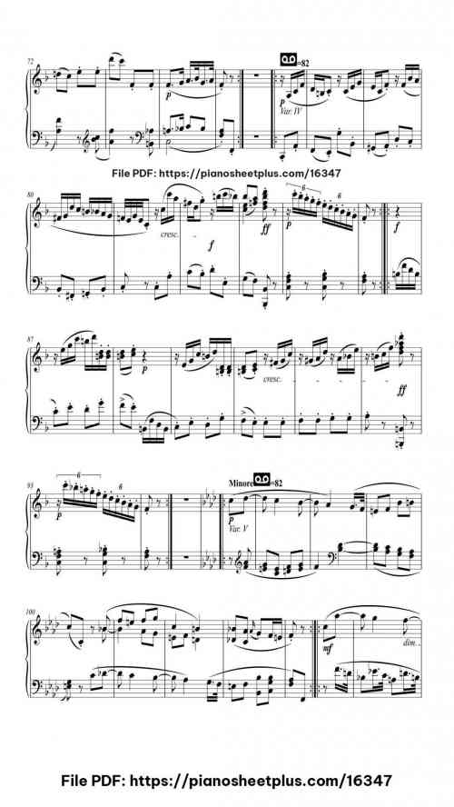 6 Variations in F Major, K. 54 by Wolfgang Amadeus Mozart Level Mid-Advanced 8 6 Variations in F Major, K. 54 piano sheet music free pdf