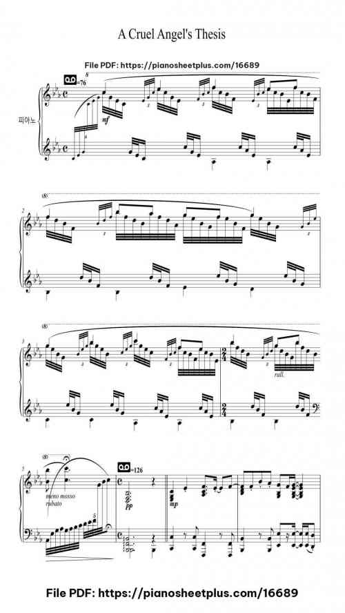 A Cruel Angel's Thesis by Yoko Takahashi Level Mastery 11 A Cruel Angel's Thesis piano sheet music free pdf