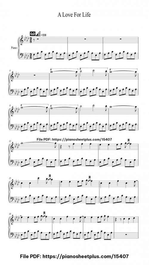 A Love For Life by Yanni Level Intermediate 8 A Love For Life piano sheet music free pdf