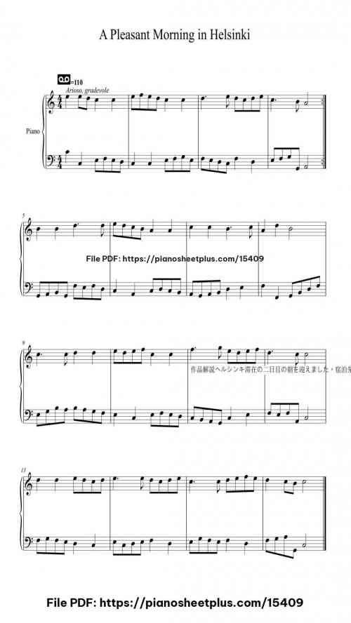 A Pleasant Morning in Helsinki by Faithelip Level Easy 2 A Pleasant Morning in Helsinki piano sheet music free pdf
