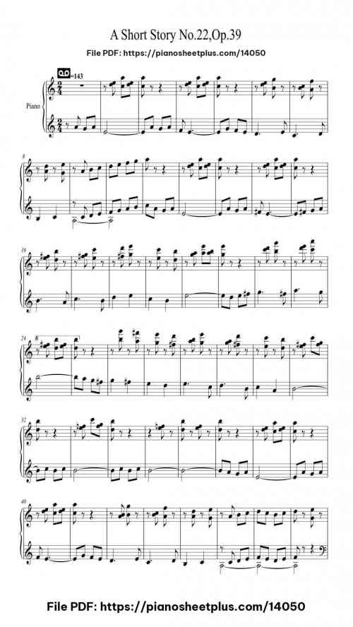A Short Story No. 22, Op. 39 - Piano Sheet Music – Free PDF Download 5 A Short Story No. 22, Op. 39 – Piano Sheet Music – Free PDF Download