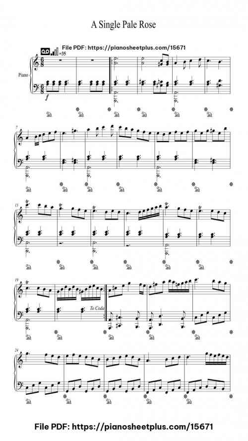 A Single Pale Rose by Reylot Level Intermediate 3 A Single Pale Rose piano sheet music free pdf
