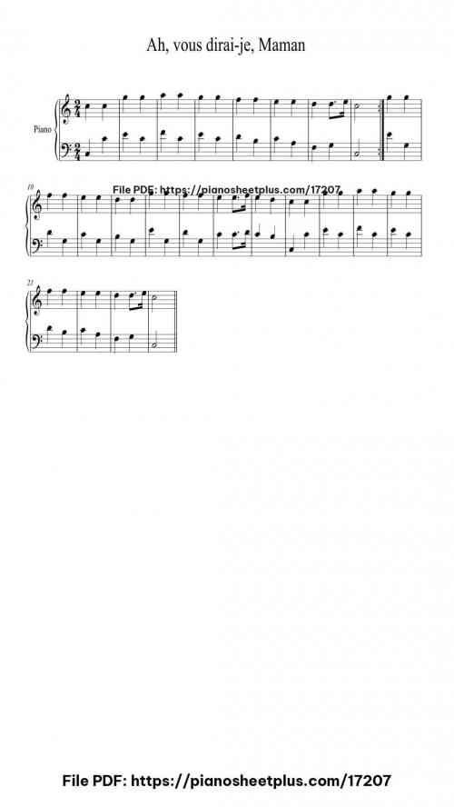 Ah, vous dirai-je, Maman, K. 265/300e by Wolfgang Amadeus Mozart Level Beginner 14 Ah, vous dirai-je, Maman, K. 265/300e by Wolfgang Amadeus Mozart Level Beginner