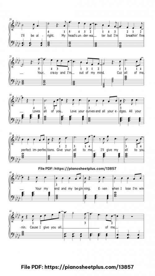 All Of Me - Piano Music Score PDF – Free Download 8 All Of Me piano sheet music free pdf