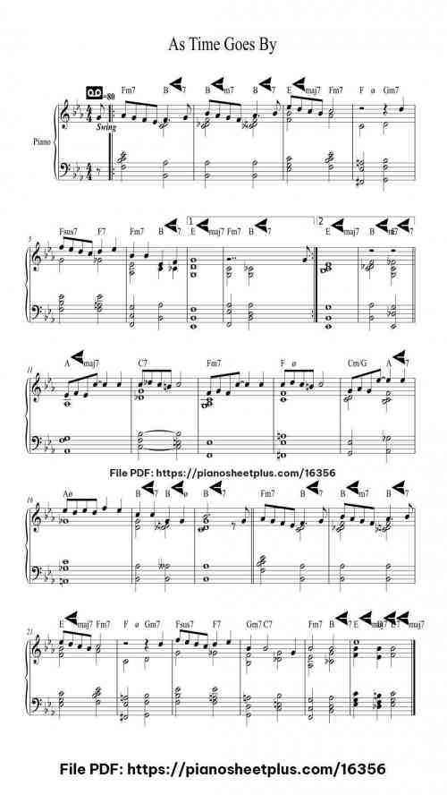 As Time Goes By by Herman Hupfeld Level Intermediate 2 As Time Goes By piano sheet music free pdf