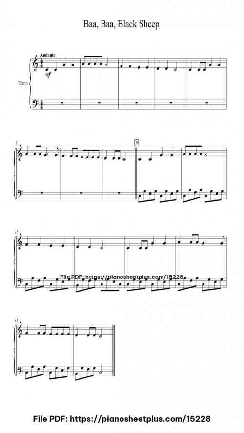 Baa, Baa, Black Sheep by Misc Traditional Level Easy 7 Baa, Baa, Black Sheep by Misc Traditional Level Easy