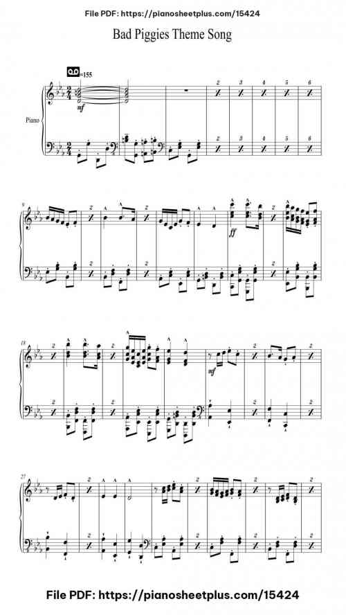 Bad Piggies Theme Song by KobeCoe Level Mid-Advanced 11 Bad Piggies Theme Song by KobeCoe Level Mid-Advanced