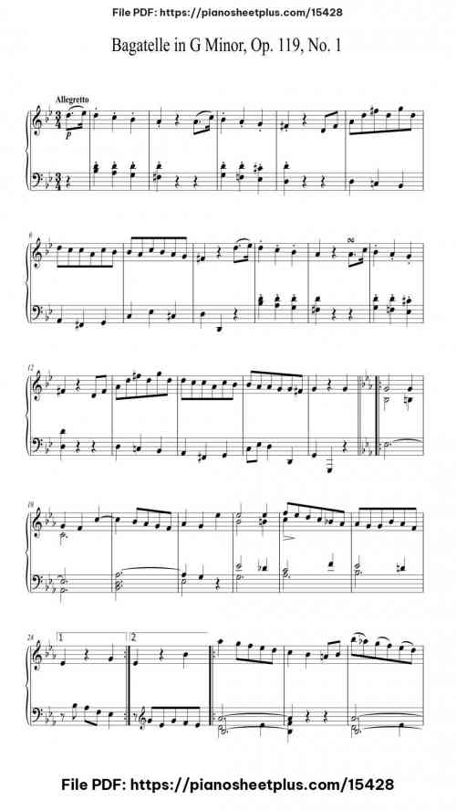 Bagatelle in G Minor, Op. 119, No. 1 by Ludwig van Beethoven Level Intermediate 15 Bagatelle in G Minor, Op. 119, No. 1 by Ludwig van Beethoven Level Intermediate