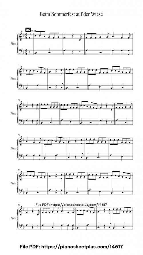 Beim Sommerfest auf der Wiese - Free Piano Music Sheets for Practice (PDF) 4 Beim Sommerfest auf der Wiese piano sheet music free pdf