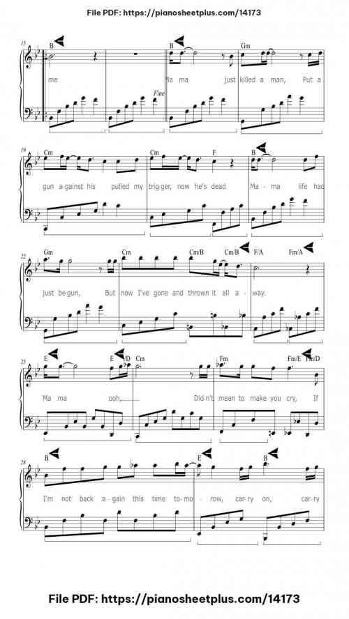 Bohemian Rhapsody - Piano Sheet Music PDF – No Cost 4 Bohemian Rhapsody piano sheet music free pdf