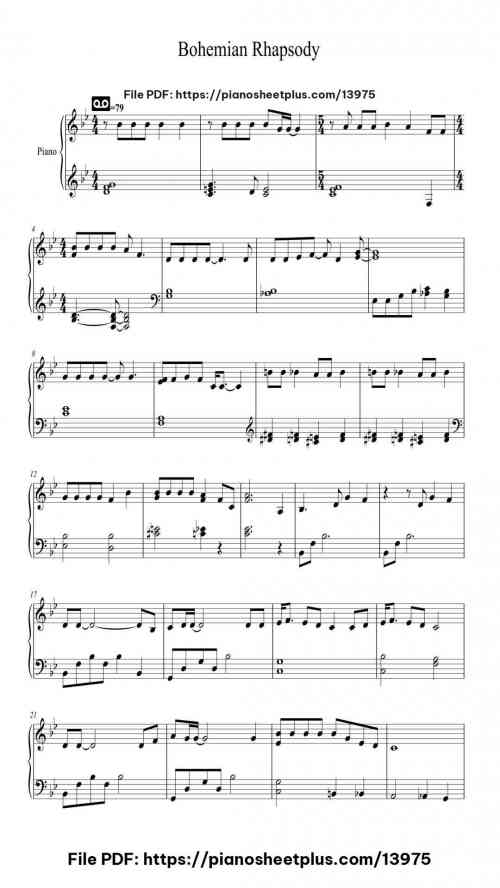 Bohemian Rhapsody - Piano Sheet Music – Free PDF Download 4 Bohemian Rhapsody – Piano Sheet Music – Free PDF Download