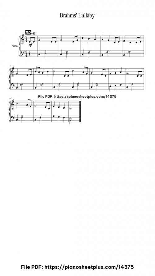 Brahms' Lullaby - Piano Sheet Music PDF – Free to Download 3 Brahms’ Lullaby – Piano Sheet Music PDF – Free to Download