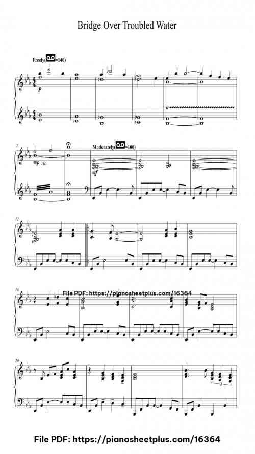 Bridge Over Troubled Water by Simon & Garfunkel Level Mid-Advanced 5 Bridge Over Troubled Water piano sheet music free pdf