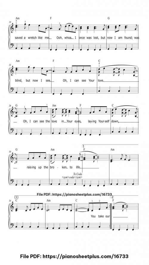 Broken Vessels (Amazing Grace) by Hillsong Worship Level Beginner 5 Broken Vessels (Amazing Grace) piano sheet music free pdf