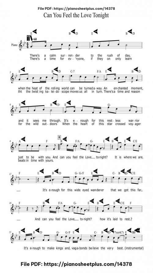 Can You Feel the Love Tonight - Download Free Piano Sheet Music in PDF 3 Can You Feel the Love Tonight piano sheet music free pdf