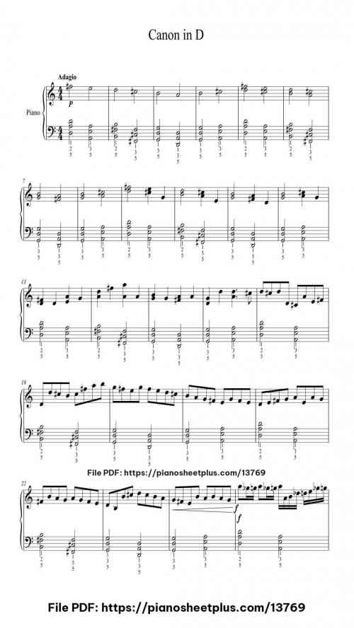 Canon in D – Johann Pachelbel - Free Piano Sheet Music PDF 11 Canon in D – Johann Pachelbel – Free Piano Sheet Music PDF