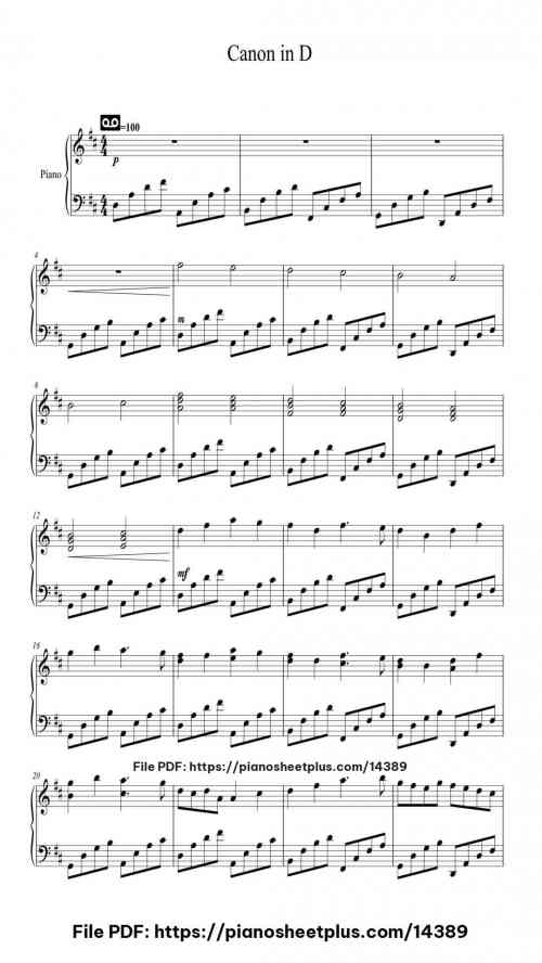 Canon in D Major, Pachelbel's Canon - Free Digital Piano Sheet Music (PDF) 6 Canon in D Major, Pachelbel's Canon piano sheet music free pdf