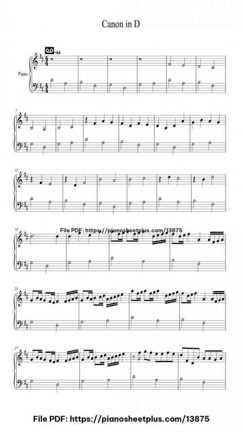 Canon in D - Free Piano Score Sheet (PDF) 12 Canon in D – Free Piano Score Sheet (PDF)