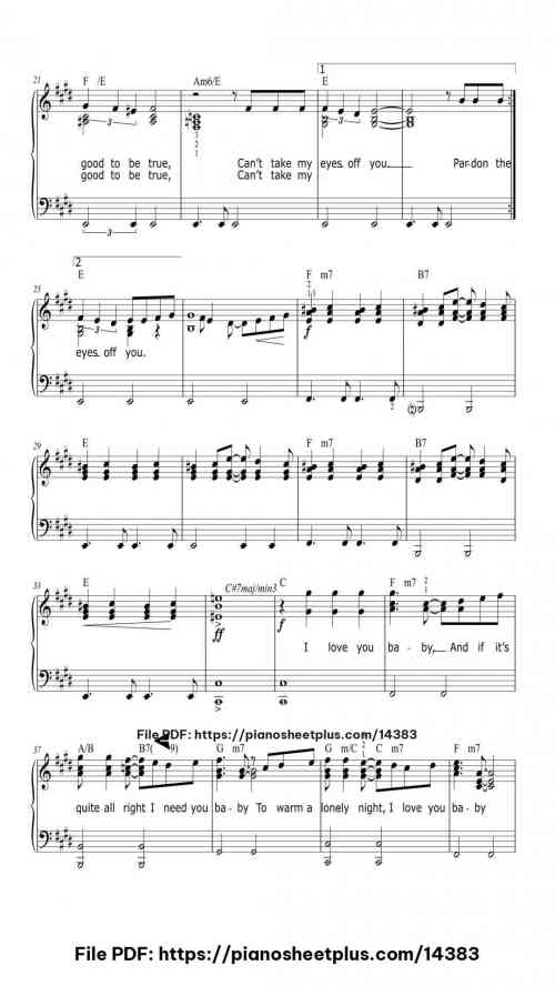 Can't Take My Eyes Off You - Free Piano Music Sheets for Practice (PDF) 6 Can't Take My Eyes Off You piano sheet music free pdf