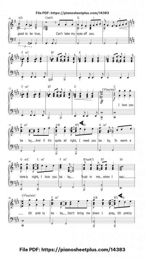 Can't Take My Eyes Off You - Free Piano Music Sheets for Practice (PDF) 8 Can't Take My Eyes Off You piano sheet music free pdf
