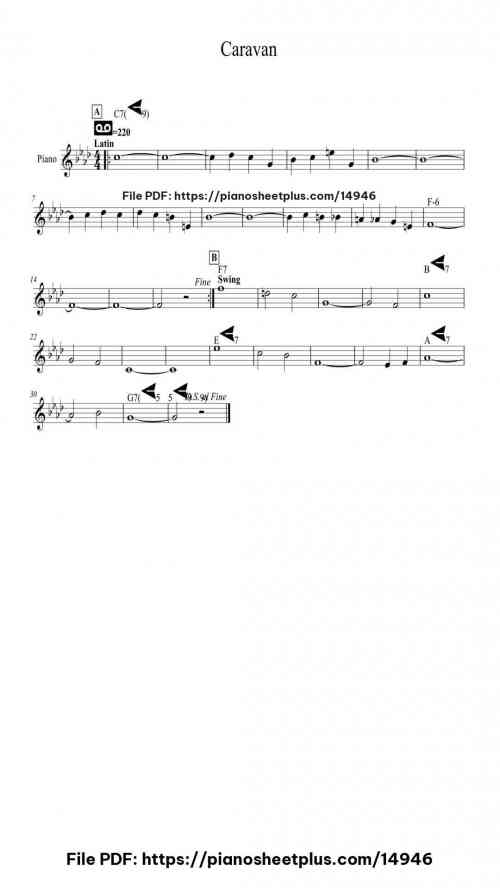 Caravan by Juan Tizol/Duke Ellington Level Easy 2 Caravan piano sheet music free pdf