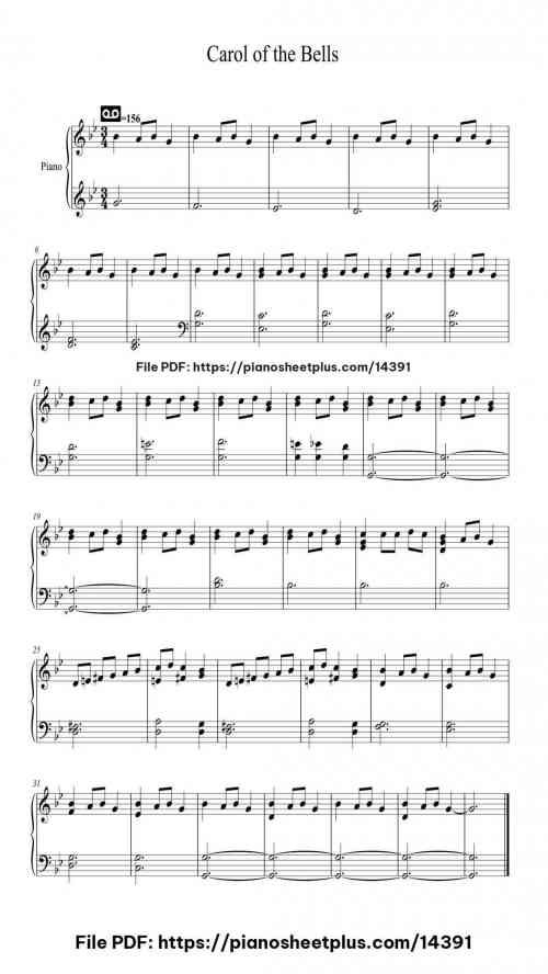 Carol of the Bells - Free Piano Sheet Music for Solo Piano (PDF) 7 Carol of the Bells – Free Piano Sheet Music for Solo Piano (PDF)