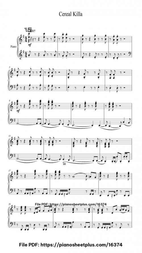 Cereal Killa by Blue Wednesday Level Intermediate 4 Cereal Killa piano sheet music free pdf
