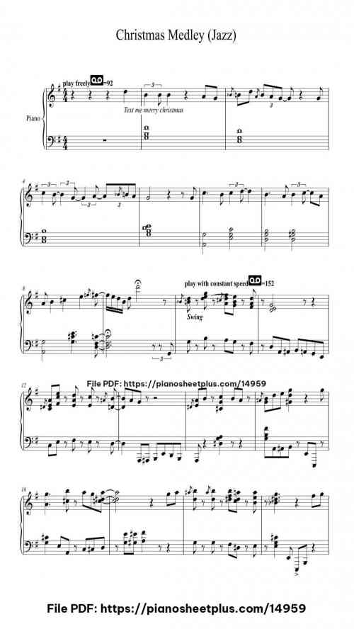 Christmas Medley (Jazz) by Adam Schlesinger/Kelly Clarkson/Greg Kurstin Level Intermediate 6 Christmas Medley (Jazz) piano sheet music free pdf