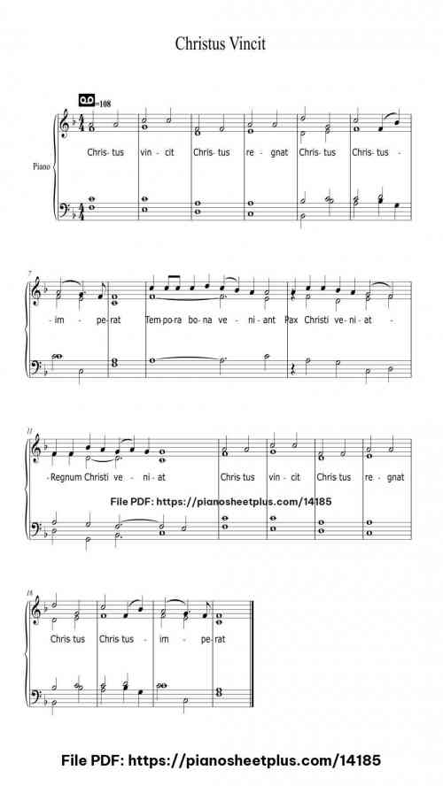 Christus Vincit - Free Piano Score Sheet (PDF) 2 Christus Vincit piano sheet music free pdf