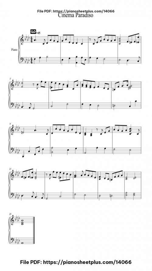 Cinema Paradiso - Piano Sheet Music PDF – Printable 2 Cinema Paradiso piano sheet music free pdf