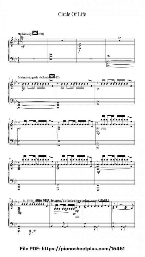 Circle Of Life by Elton John Level Intermediate 6 Circle Of Life by Elton John Level Intermediate