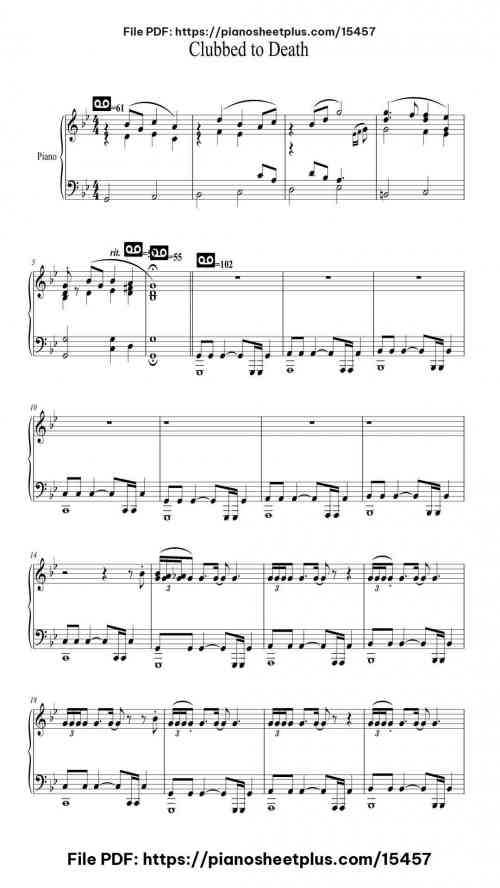 Clubbed to Death by Rob Dougan Level Mid-Advanced 6 Clubbed to Death piano sheet music free pdf