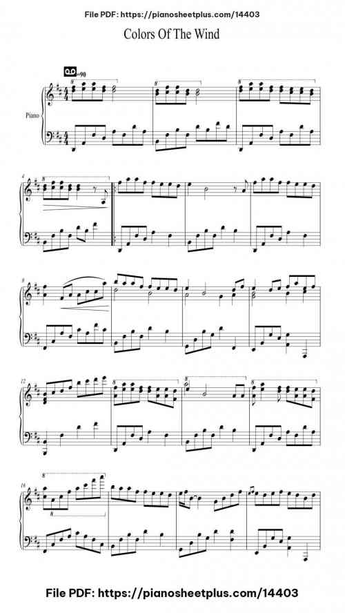 Colors of the Wind - Free Piano Score PDF Download 5 Colors of the Wind – Free Piano Score PDF Download