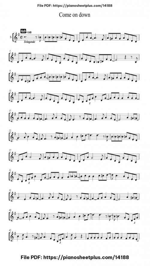 Come on down - Free Piano Notation Sheet (PDF) 22 Come on down – Free Piano Notation Sheet (PDF)