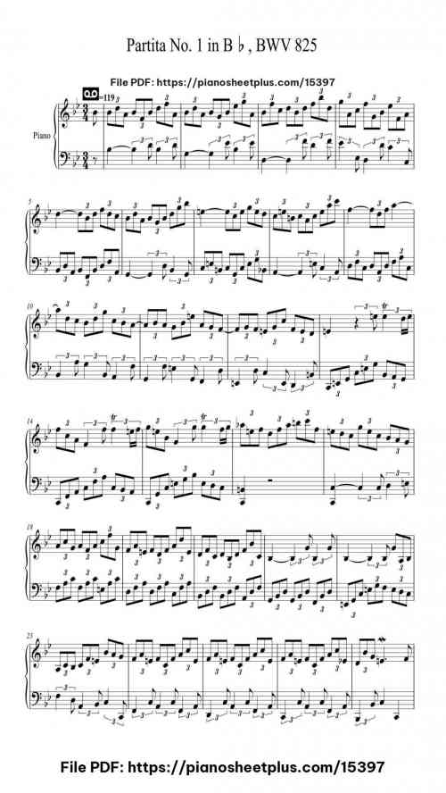 Corrente – Partita No. 1 in Bb, BWV 825 by Johann Sebastian Bach Level Intermediate 9 Corrente – Partita No. 1 in Bb, BWV 825 by Johann Sebastian Bach Level Intermediate