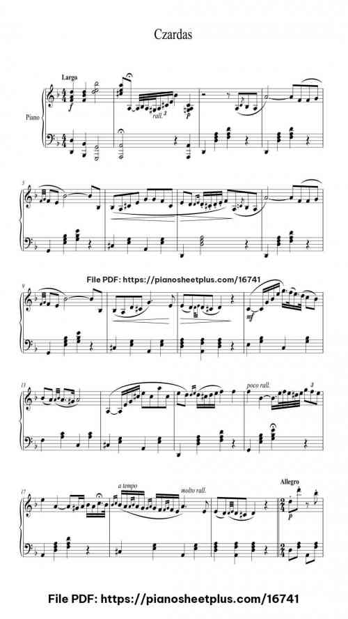 Czardas by Vittorio Monti Level Intermediate 5 Czardas piano sheet music free pdf