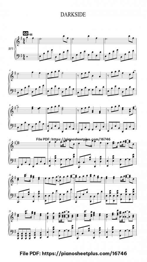 DARKSIDE by Alan Walker Level Intermediate 5 DARKSIDE piano sheet music free pdf