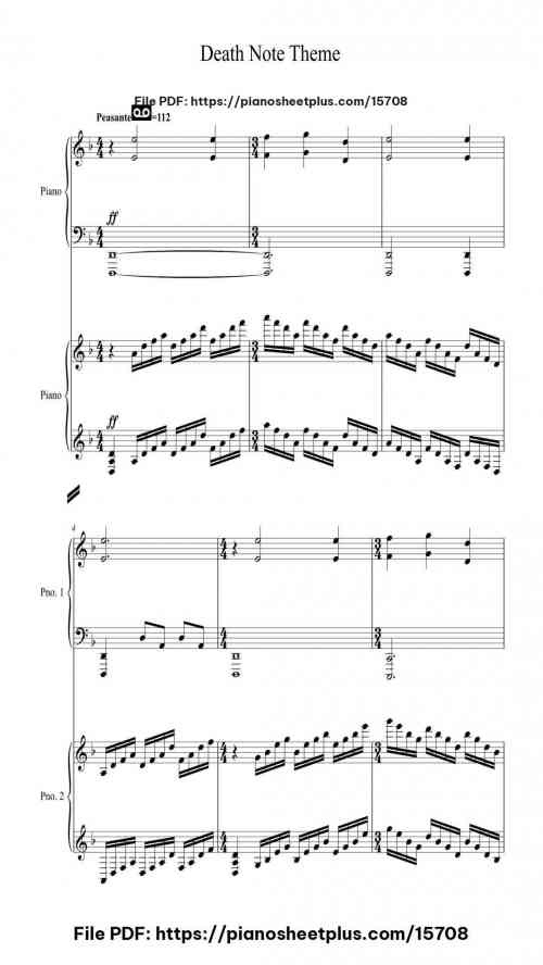 Death Note Theme by Yoshihisa Hirano Level Advanced 11 Death Note Theme piano sheet music free pdf