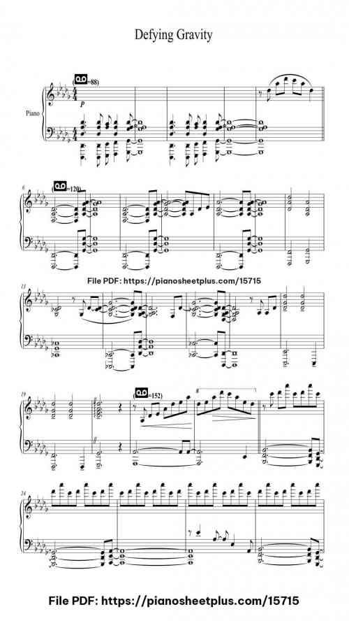 Defying Gravity by Stephen Schwartz Level Mid-Advanced 7 Defying Gravity piano sheet music free pdf