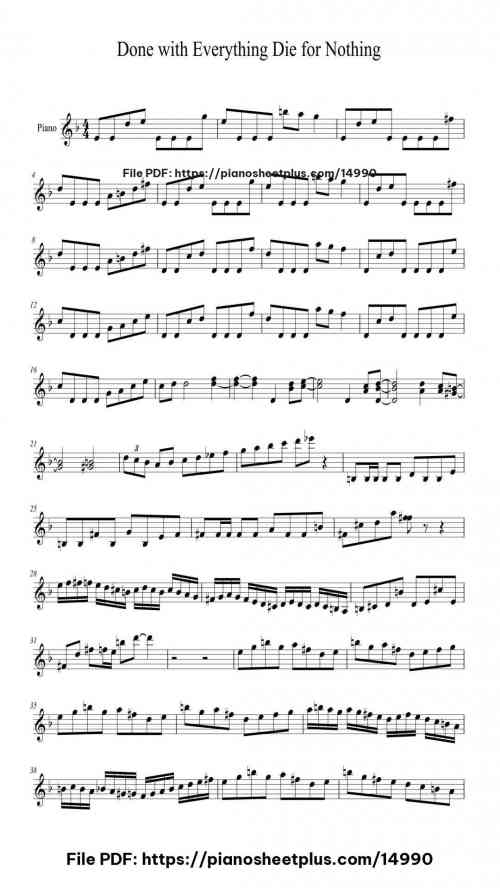 Done with Everything Die for Nothing by Children of Bodom Level Beginner 3 Done with Everything Die for Nothing piano sheet music free pdf