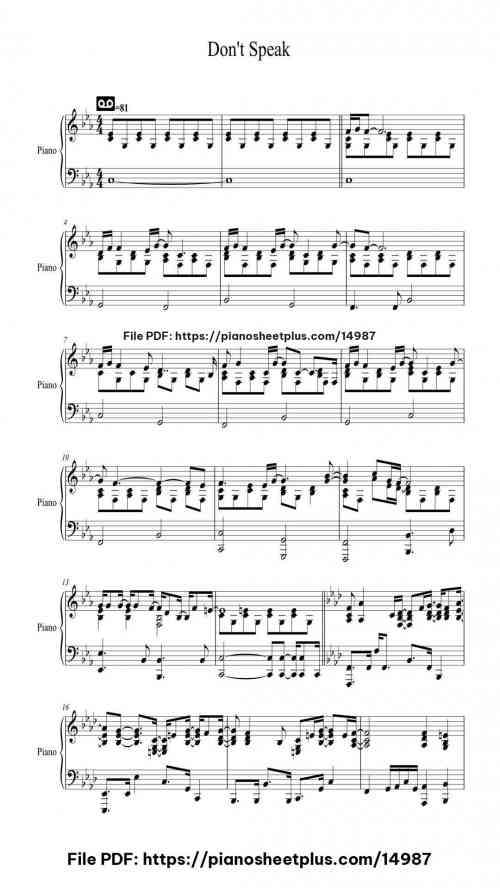 Don't Speak by No Doubt Level Mid-Advanced 6 Don't Speak piano sheet music free pdf