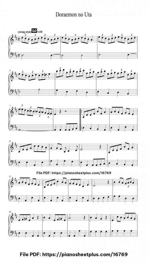 Doraemon no Uta by Oceanband Level Beginner 4 Doraemon no Uta piano sheet music free pdf