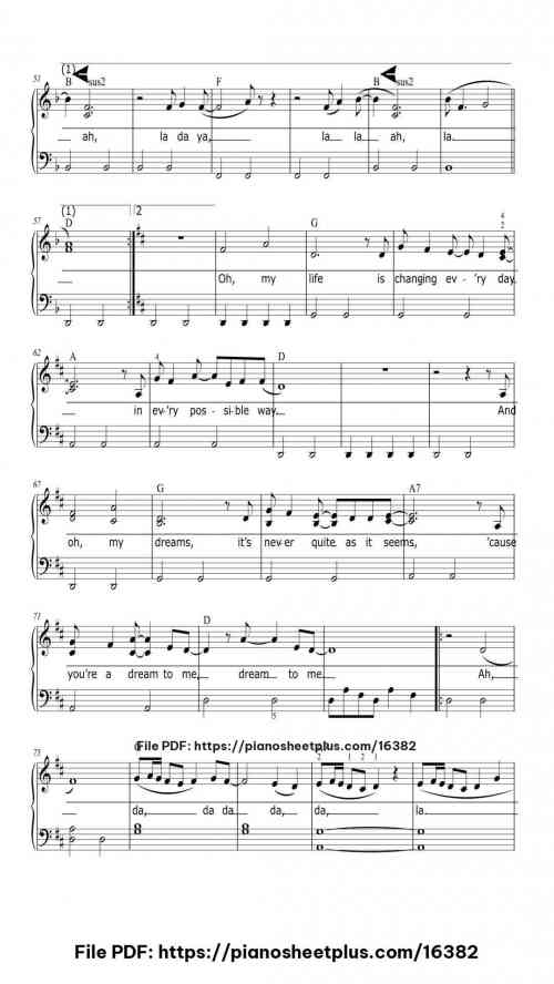 Dreams by The Cranberries Level Intermediate 7 Dreams piano sheet music free pdf