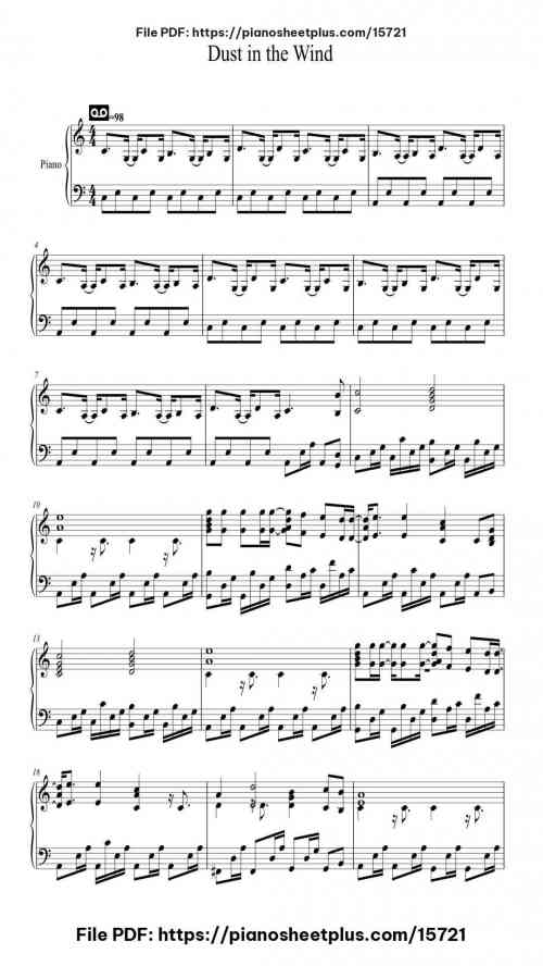 Dust in the Wind by Kansas Level Mid-Advanced 6 Dust in the Wind piano sheet music free pdf